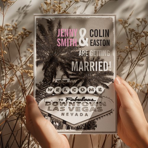 Las Vegas Modern Vintage Sepia Wedding Invites