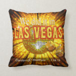 Las Vegas Mr. & Mrs. Wedding Keepsake Throw Pillow<br><div class="desc">Stylish, glitz, faux blinged out and glittery, this contemporary Las Vegas throw pillow has a funky hipster designer look. Matching invitations and other products available. For questions/requests, email: cheryl@cheryldanielsart.com. "Las Vegas Lights" original design by Cheryl Daniels © 2014. NOTE: this pillow does not contain "real" glitter, just artwork that looks...</div>