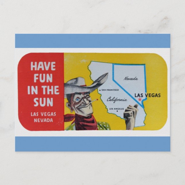 Las Vegas Navada Vintage Travel Design Postcard (Front)