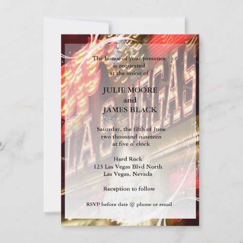 Las Vegas Neon Lights Glamourous Wedding Invites