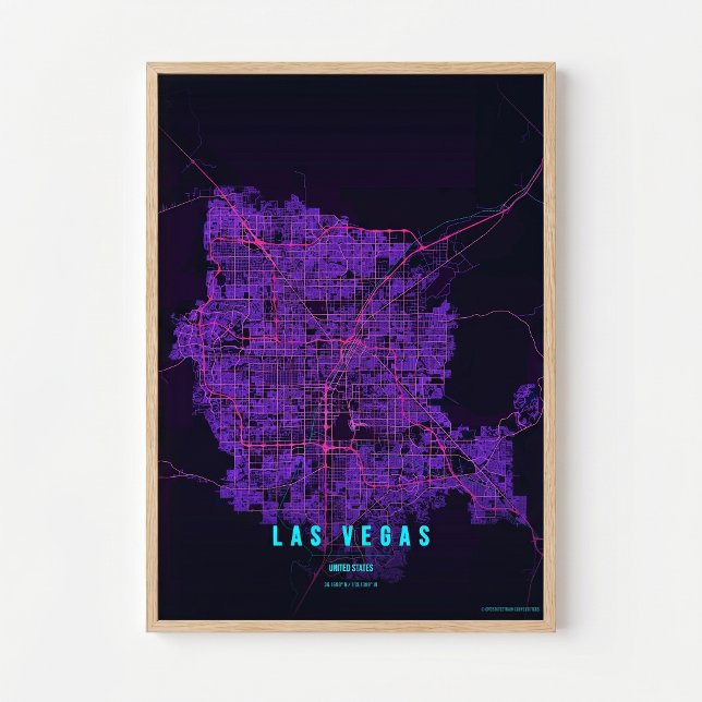 Las Vegas Neon Poster Print Nevada Map Wallart (Creator Uploaded)