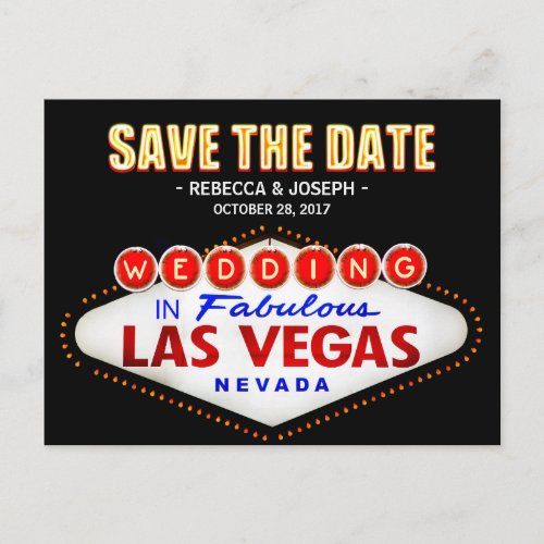 Las Vegas Neon Sign _ Save the Date Wedding Announcement Postcard