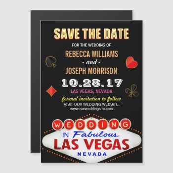 Las Vegas Neon Sign - Save The Date Wedding Magnetic Invitation by PicartBook at Zazzle