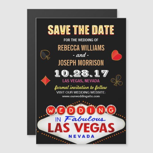 Las Vegas Neon Sign _ Save the Date Wedding Magnetic Invitation