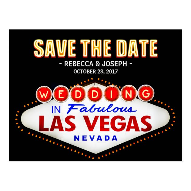 Las Vegas Neon Sign - Save The Date Wedding Postcard