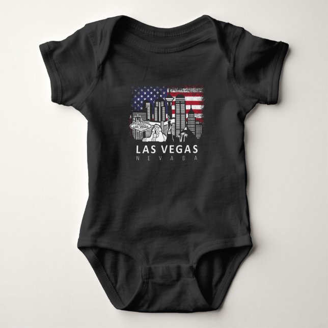 Las Vegas Nevada American Flag Baby Bodysuit (Front)