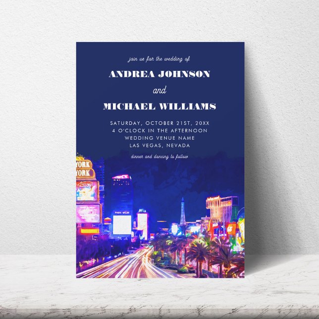 Las Vegas Nevada City Skyline Destination Wedding Invitation (Creator Uploaded)