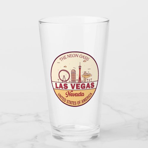 Las Vegas Nevada City Skyline Emblem Glass