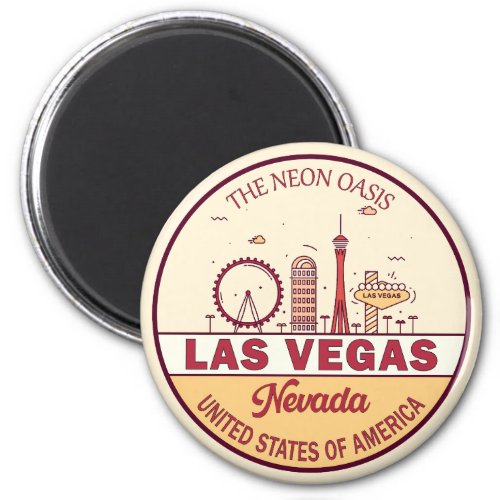 Las Vegas Nevada City Skyline Emblem Magnet