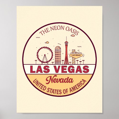 Las Vegas Nevada City Skyline Emblem Poster