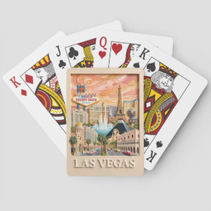 Las Vegas Nevada Impasto Vintage Travel Landmarks Poker Cards