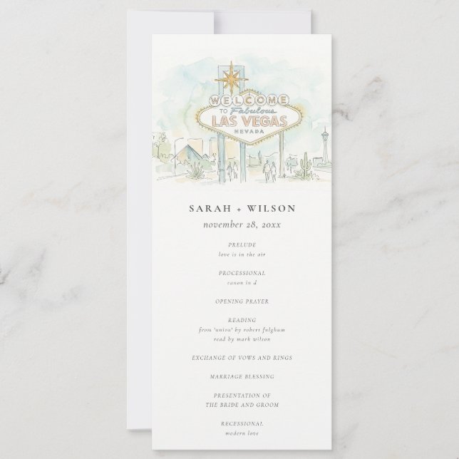 Las Vegas Nevada Landscape Wedding Program (Front)