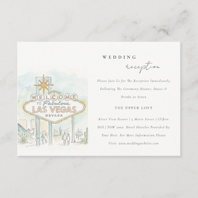 Las Vegas Nevada Landscape Wedding Reception Enclosure Card (Front)