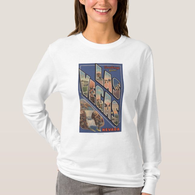 Las Vegas, Nevada - Large Letter Scenes 2 T-Shirt (Front)