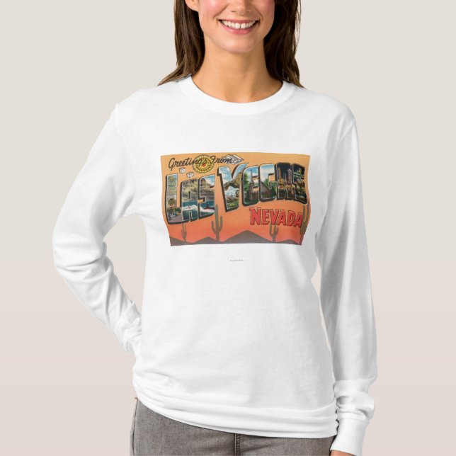 Las Vegas, Nevada - Large Letter Scenes T-Shirt (Front)