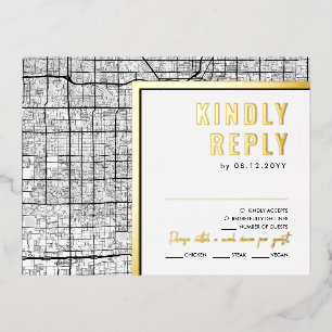 Las Vegas, Nevada Love Locator   RSVP Reply Foil Invitation Postcard