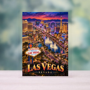 Las Vegas Nevada Neon Skyline Travel Poster