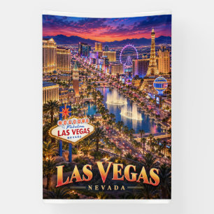 Las Vegas Nevada Neon Skyline Travel Poster Banner