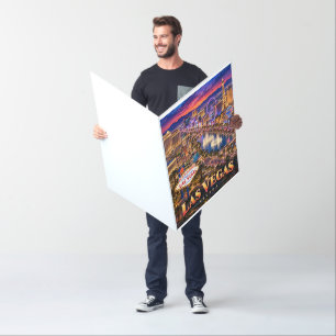 Las Vegas Nevada Neon Skyline Travel Poster Card