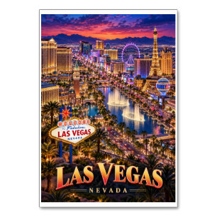 Las Vegas Nevada Neon Skyline Travel Poster Table Number