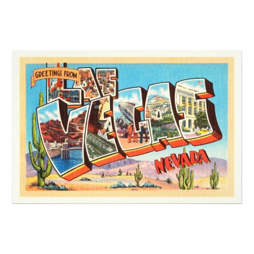 Las Vegas Nevada NV Old Vintage Travel Souvenir Photo Print