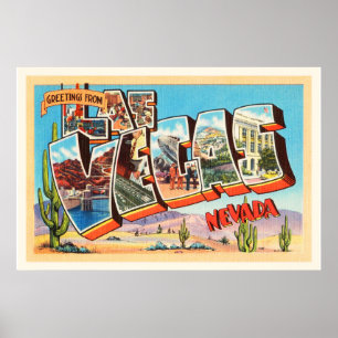 Las Vegas Nevada NV Old Vintage Travel Souvenir Poster