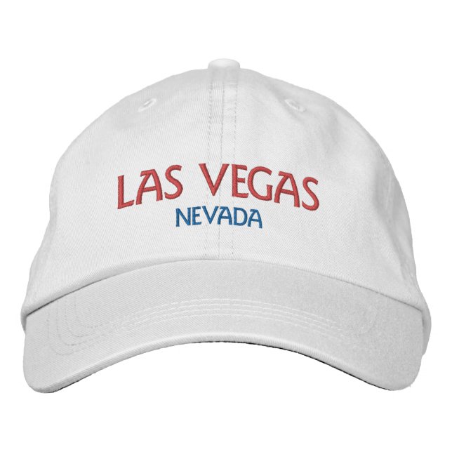 LAS VEGAS NEVADA Red Blue White Cotton Embroidered Baseball Cap (Front)