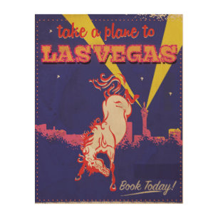 Las Vegas, Nevada retro travel poster. Wood Wall Decor