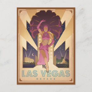 Las Vegas Casino Showgirl: Retro Travel Poster | Large Solid-Faced Canvas Wall Art Print | Great Big Canvas