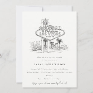 Las Vegas Nevada Sketch Landscape Baby Shower Invitation