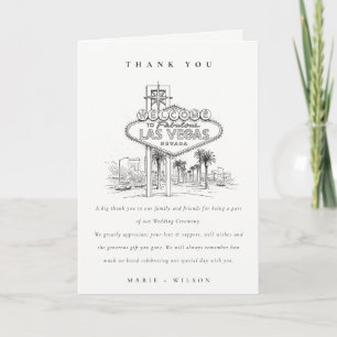 Las Vegas Nevada Sketch Landscape Wedding Letterpress Thank You Card