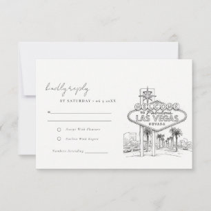 Las Vegas Nevada Sketch Landscape Wedding RSVP Card