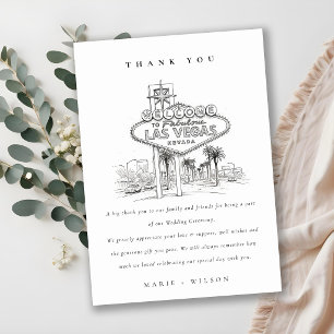 Las Vegas Nevada Sketch Landscape Wedding Thank You Card