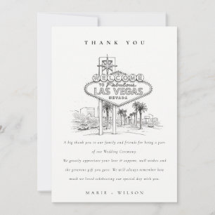 Las Vegas Nevada Sketch Landscape Wedding Thank You Card