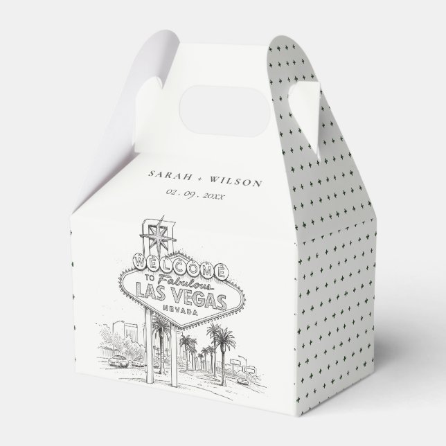 Las Vegas Nevada Sketchy Landscape Wedding Favor Boxes (Front Side)