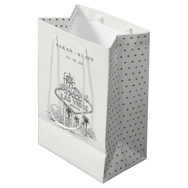 Las Vegas Nevada Sketchy Landscape Wedding Medium Gift Bag (Front Angled)