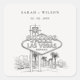 Las Vegas Nevada Sketchy Landscape Wedding Square Sticker