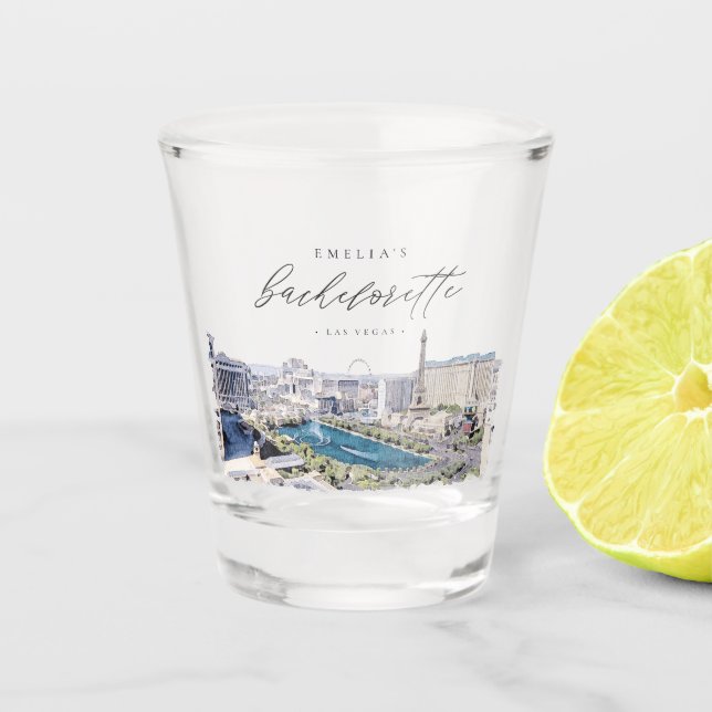 LAS VEGAS Nevada Skyline Bachelorette Favor Shot Glass (Front)