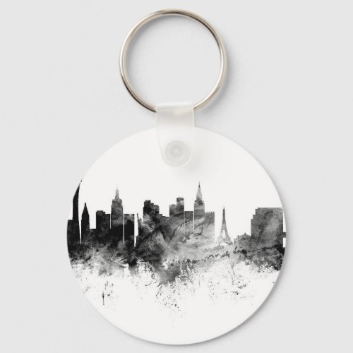 Las Vegas Nevada Skyline Black White Keychain