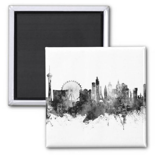 Las Vegas Nevada Skyline Black White Magnet