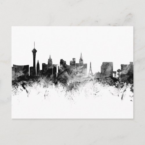 Las Vegas Nevada Skyline Black White Postcard