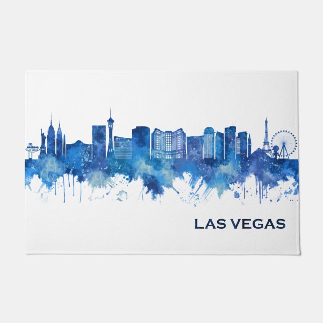 Las Vegas Nevada Skyline Blue Doormat (Front)