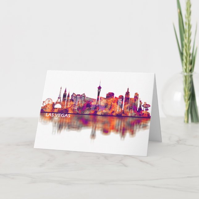 Las Vegas Nevada Skyline Holiday Card (Front)
