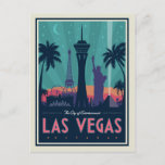 Las Vegas, Nevada | Skyline Postcard<br><div class="desc">Anderson Design Group is an award-winning illustration and design firm in Nashville,  Tennessee. Founder Joel Anderson directs a team of talented artists to create original poster art that looks like classic vintage advertising prints from the 1920s to the 1960s.</div>