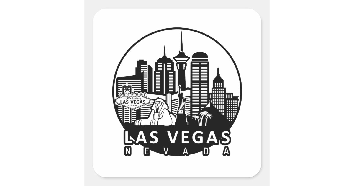 Las Vegas Nevada Skyline Square Sticker Zazzle
