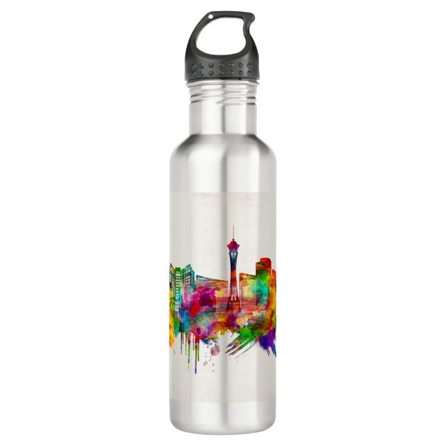 Las Vegas Nevada Skyline Stainless Steel Water Bottle (Front)