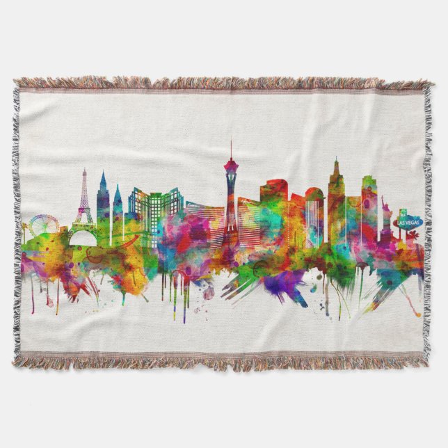 Las Vegas Nevada Skyline Throw Blanket (Front)