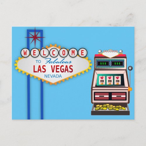 LAS VEGAS Nevada slot machine Postcard