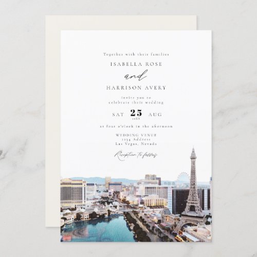 LAS VEGAS Nevada Strip Skyline Wedding Invitation