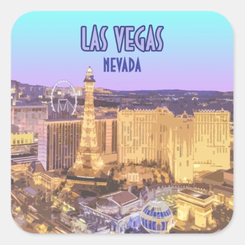 Las Vegas Nevada The Strip Vintage Square Sticker
